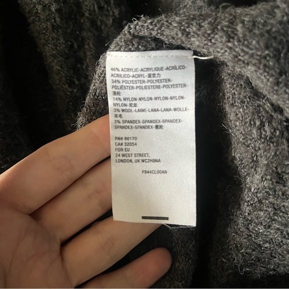 Anthropologie Charcoal Gray Open Front Cardigan Size XS Pockets Wool Blend - Picture 4 of 7